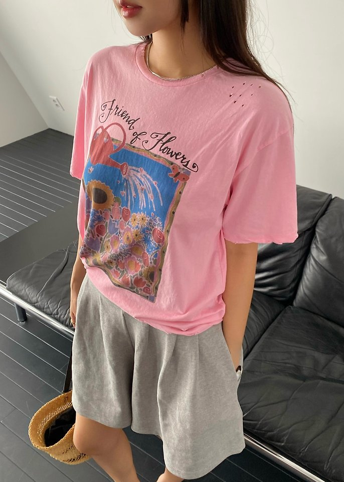 Ouppt - Korean Women Fashion - #momslook - Bumblebee Distressed Tee - 4