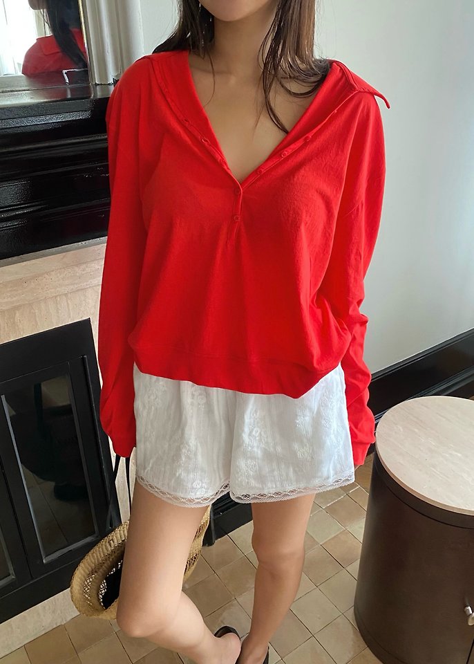 Ouppt - Korean Women Fashion - #womensfashion - Joanna Button Collar Tee - 6