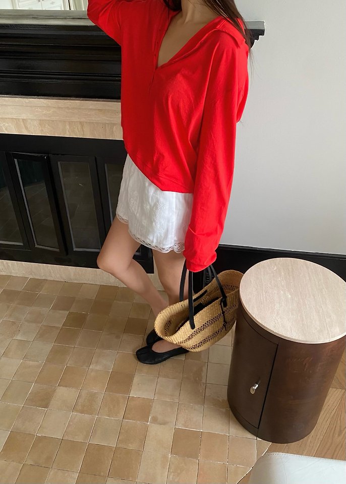 Ouppt - Korean Women Fashion - #womensfashion - Joanna Button Collar Tee - 8