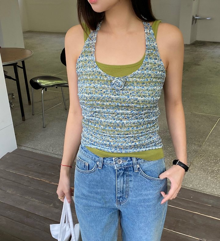 Ouppt - Korean Women Fashion - #womensfashion - Howl Flower Sleeveless - 5