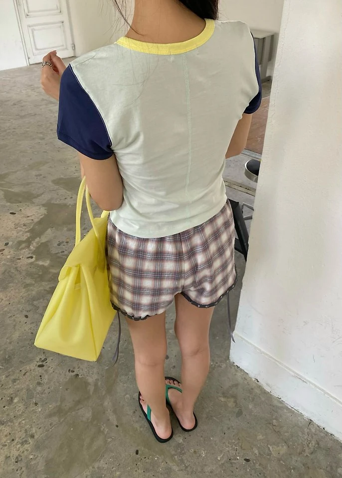 Ouppt - Korean Women Fashion - #momslook - Spring Check Shorts - 4
