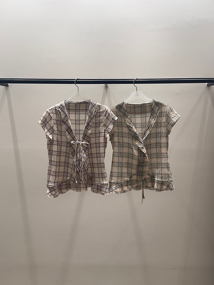 Ouppt - Korean Women Fashion - #womensfashion - Monet Check Blouse