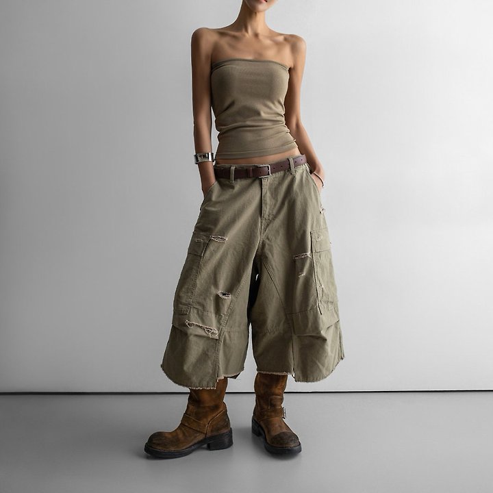 Paper Moon - Korean Women Fashion - #momslook - Vintage Cut-Off Bermuda Shorts - 2