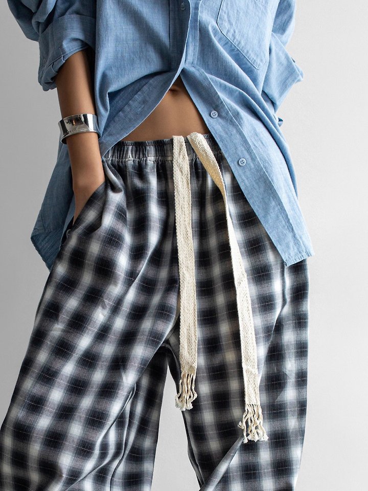 Paper Moon - Korean Women Fashion - #momslook - Everyday Oversized Plaid Check Wide Pants - 8