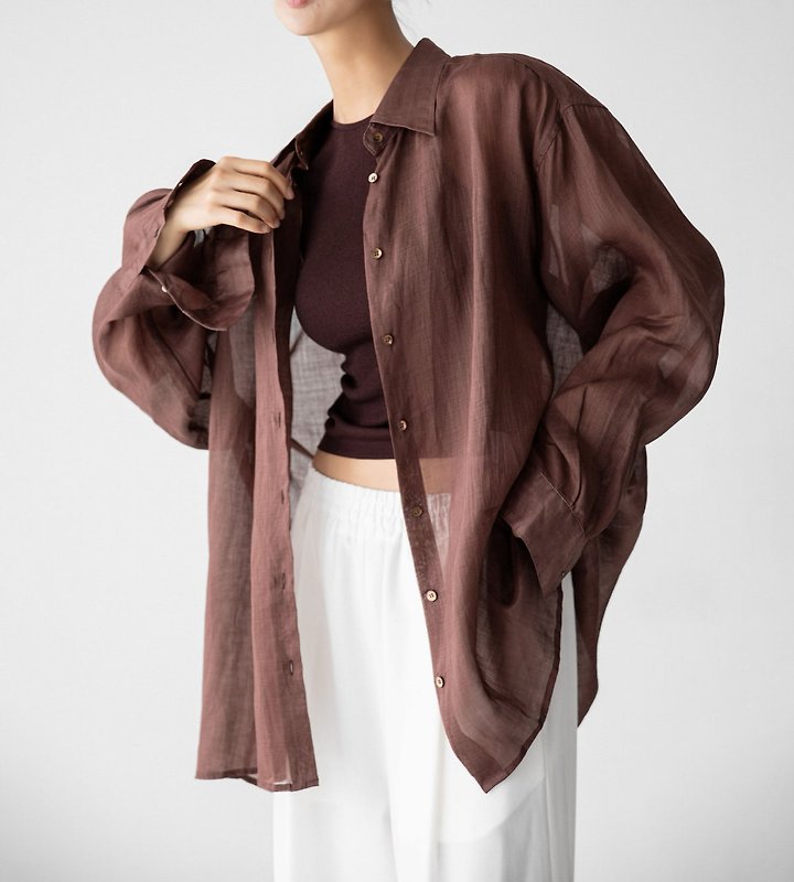 Paper Moon - Korean Women Fashion - #momslook - Vivid Oversized Linen Button-Down Shirt