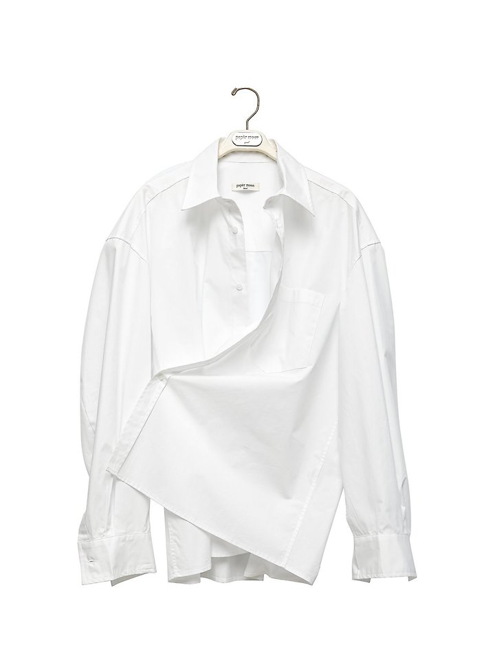 Paper Moon - Korean Women Fashion - #momslook - Oversized Wrap Draped Shirt - 8