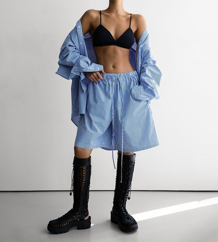 Paper Moon - Korean Women Fashion - #momslook - Lounge Stripe Bermuda Shorts