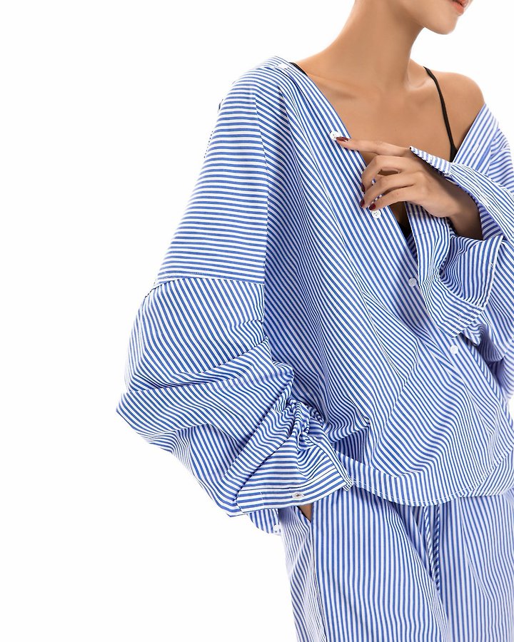 Paper Moon - Korean Women Fashion - #momslook - Lounge Stripe Button-Down Shirt