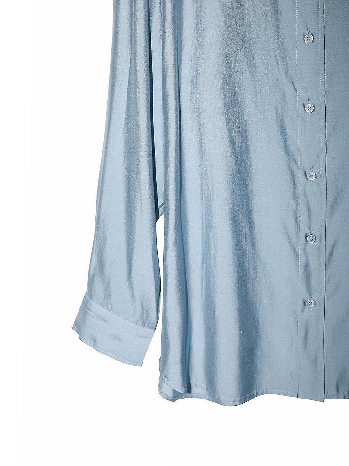 Paper Moon - Korean Women Fashion - #momslook - Sheer Silky Classic Button-Down Shirt - 11