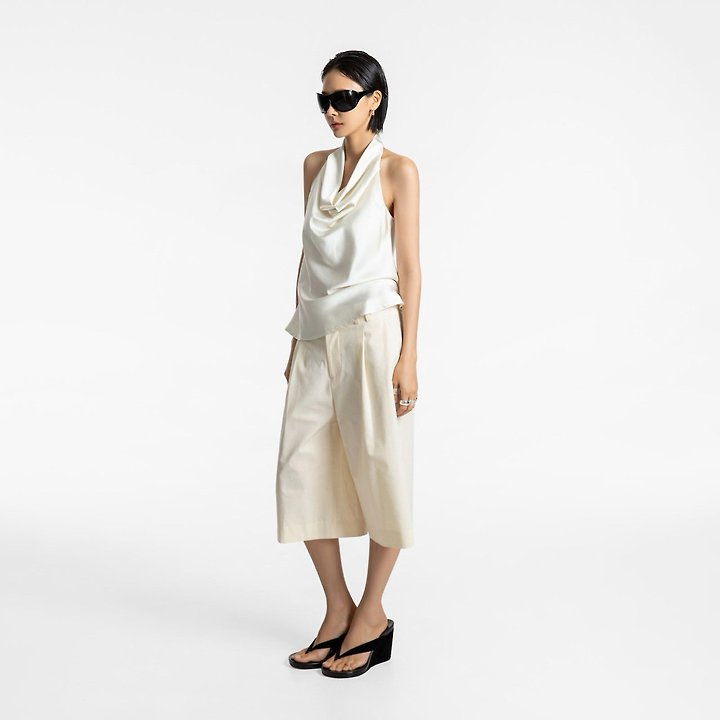 Paper Moon - Korean Women Fashion - #momslook - Classic Satin Halter Neck Blouse - 2