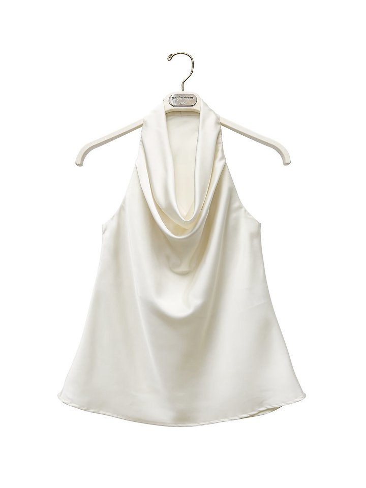 Paper Moon - Korean Women Fashion - #momslook - Classic Satin Halter Neck Blouse - 8