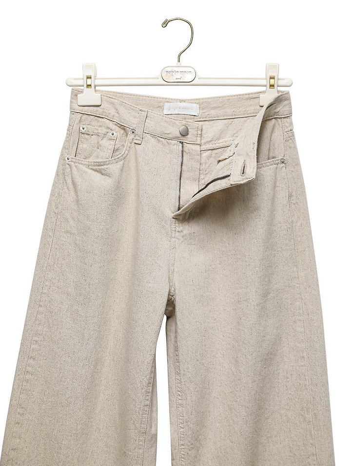 Paper Moon - Korean Women Fashion - #momslook - Natural Linen Denim Wide Pants - 12