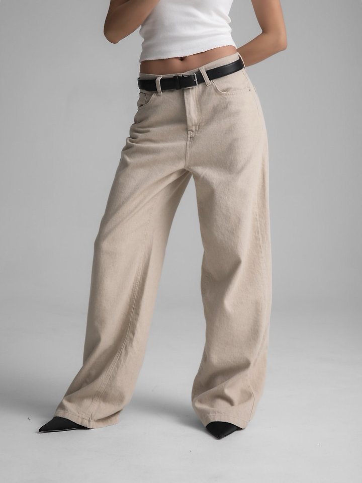 Paper Moon - Korean Women Fashion - #momslook - Natural Linen Denim Wide Pants - 3