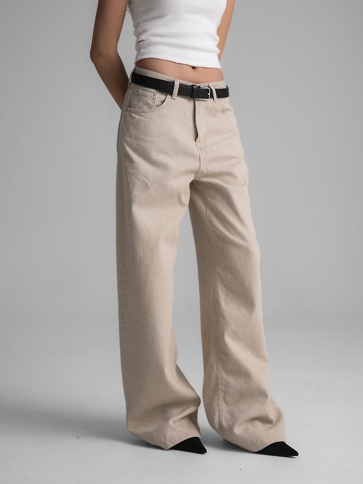 Paper Moon - Korean Women Fashion - #momslook - Natural Linen Denim Wide Pants - 5