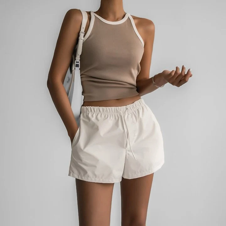 Paper Moon - Korean Women Fashion - #momslook - Color-Block Halter Neck Sleeveless Tank Top