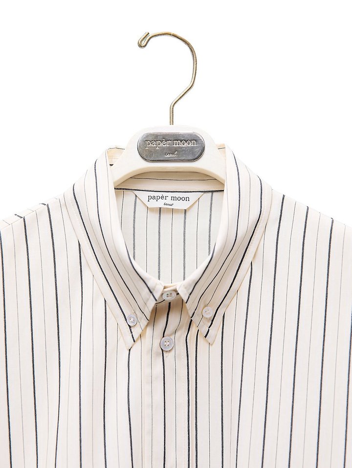 Paper Moon - Korean Women Fashion - #momslook - Oversized Striped Pocket Button-Down Shirt - 7