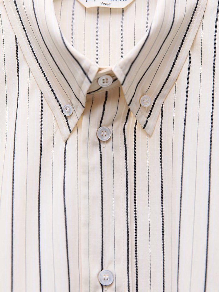 Paper Moon - Korean Women Fashion - #momslook - Oversized Striped Pocket Button-Down Shirt - 8