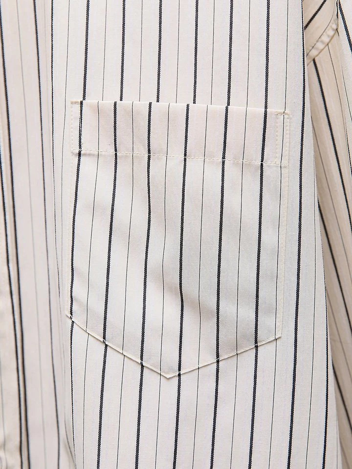 Paper Moon - Korean Women Fashion - #momslook - Oversized Striped Pocket Button-Down Shirt - 9