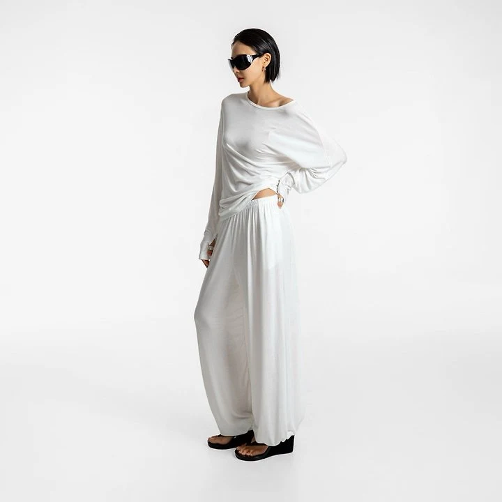 Paper Moon - Korean Women Fashion - #momslook - Draped Off-Shoulder Keyhole Top - 3