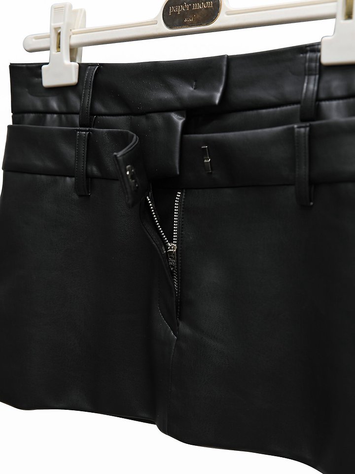 Paper Moon - Korean Women Fashion - #momslook - Double Low-Waist Vegan Mini Skirt - 12
