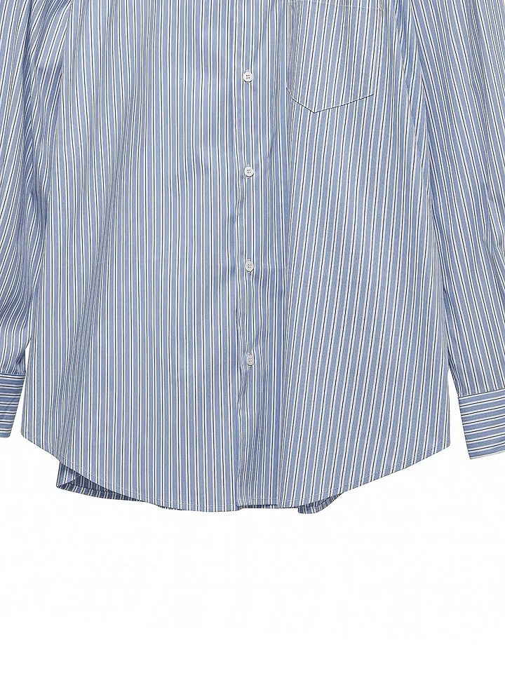 Paper Moon - Korean Women Fashion - #momslook - Boyfriend-Fit Oversized Striped Button-Down Shirt - 9