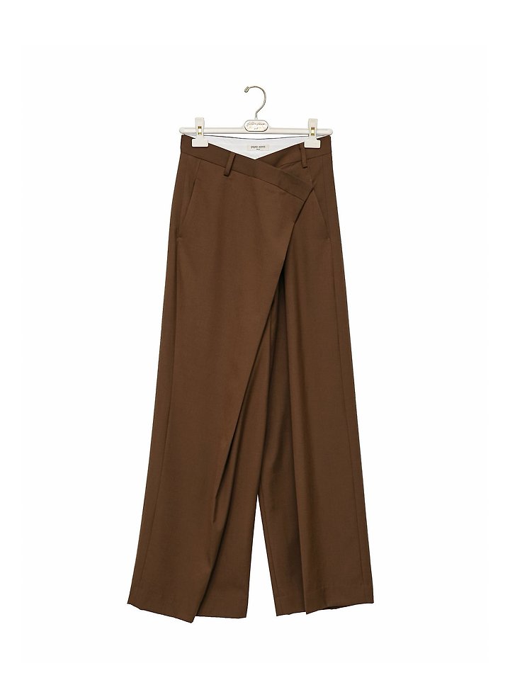 Paper Moon - Korean Women Fashion - #momslook - Asymmetric Pintuck Maxi Wide Trousers - 8