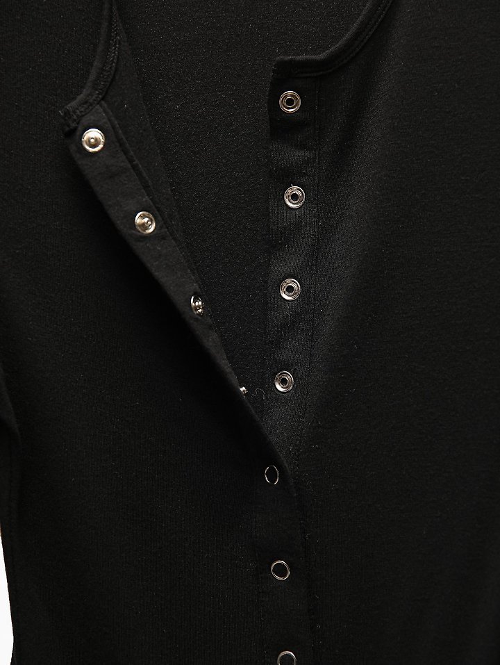 Paper Moon - Korean Women Fashion - #momslook - Ring Snap Button Detail Bodysuit - 11
