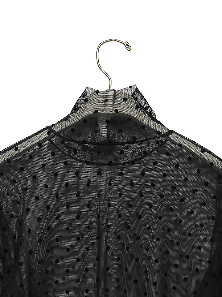 Paper Moon - Korean Women Fashion - #momslook - Dot Mesh Sheer Turtleneck Long Sleeve Tee - 11