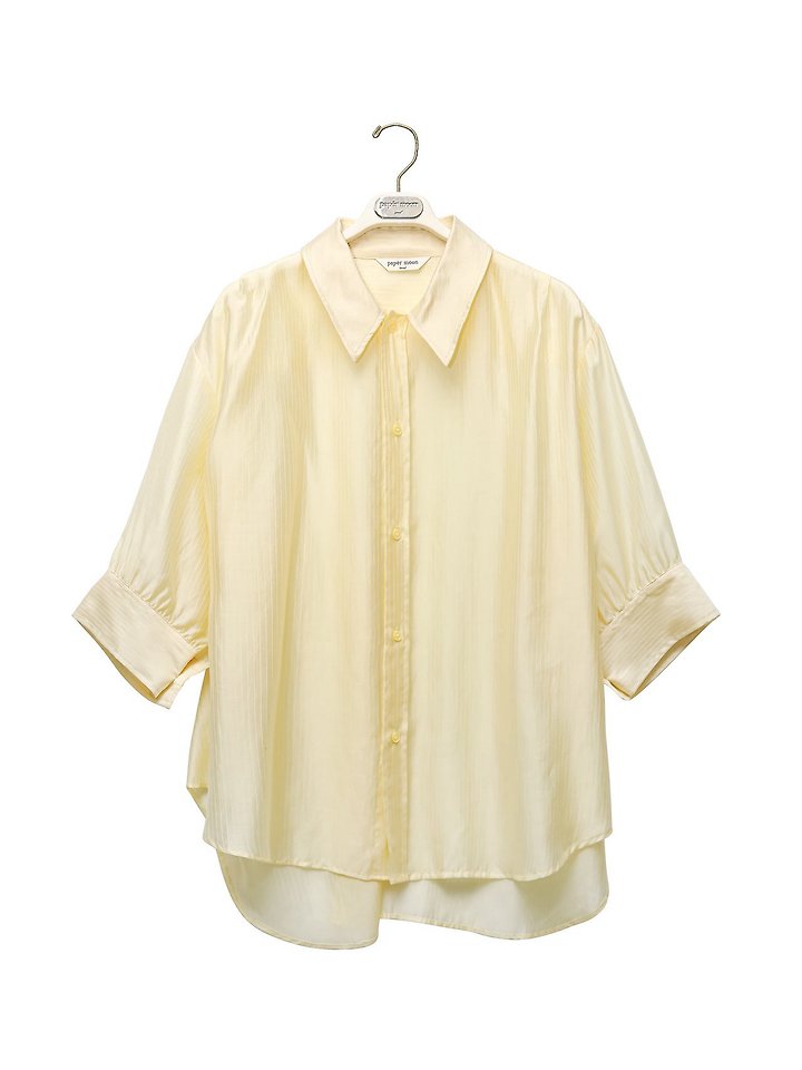 Paper Moon - Korean Women Fashion - #momslook - Soft Sheer Striped Half Shirt - 7