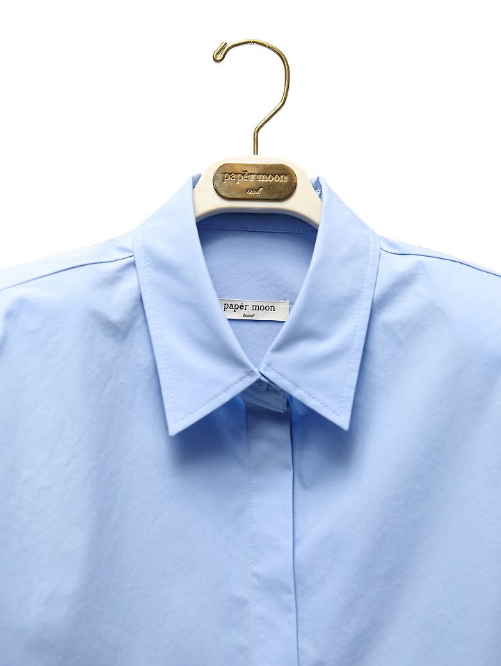 Paper Moon - Korean Women Fashion - #pursuepretty - Classic Shoulder-Pad Cropped Button-Down Shirt - 7