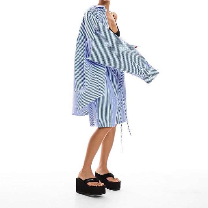 Paper Moon - Korean Women Fashion - #pursuepretty - Lounge Stripe Button-Down Shirt - 5