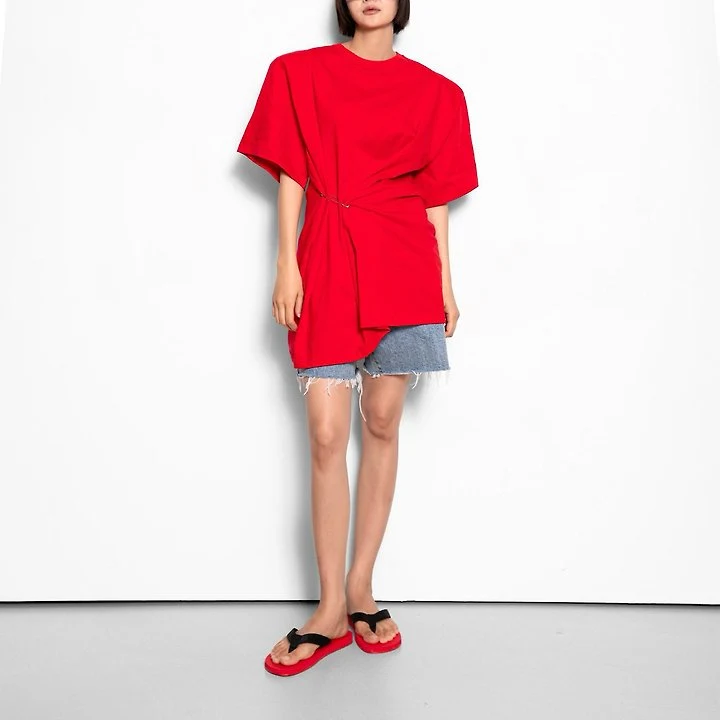 Paper Moon - Korean Women Fashion - #pursuepretty - Pleated Pintuck Detail Oversized Shoulder-Pad Tee - 2