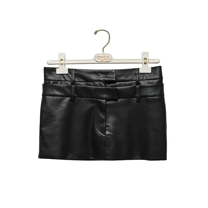 Paper Moon - Korean Women Fashion - #pursuepretty - Double Low-Waist Vegan Mini Skirt - 6