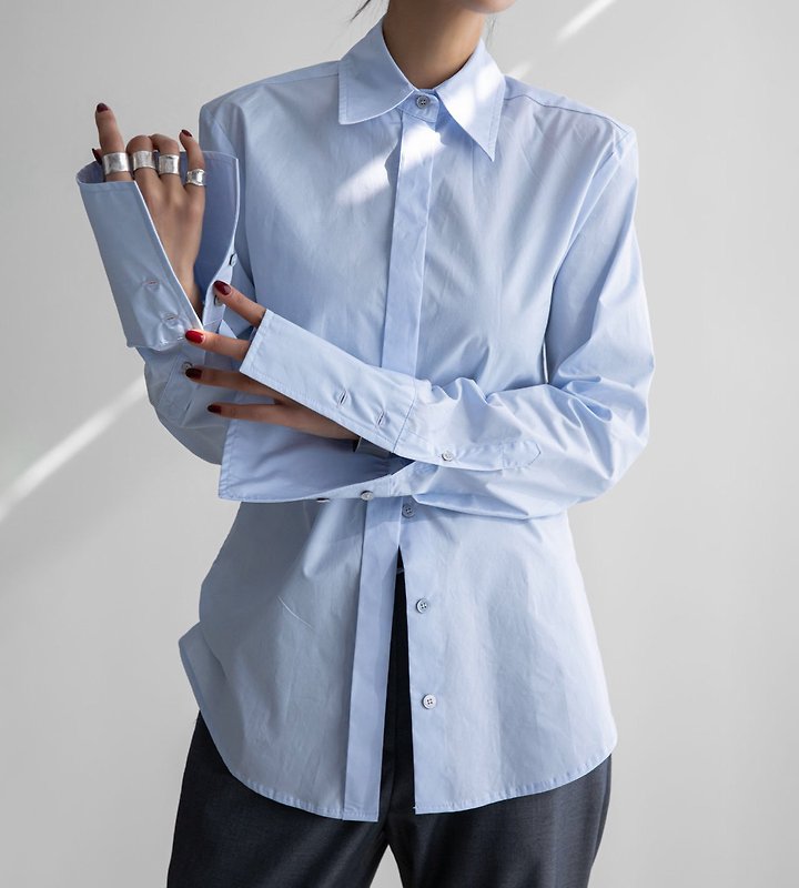 Paper Moon - Korean Women Fashion - #pursuepretty - Slim-Fit Long Cuff Shirt