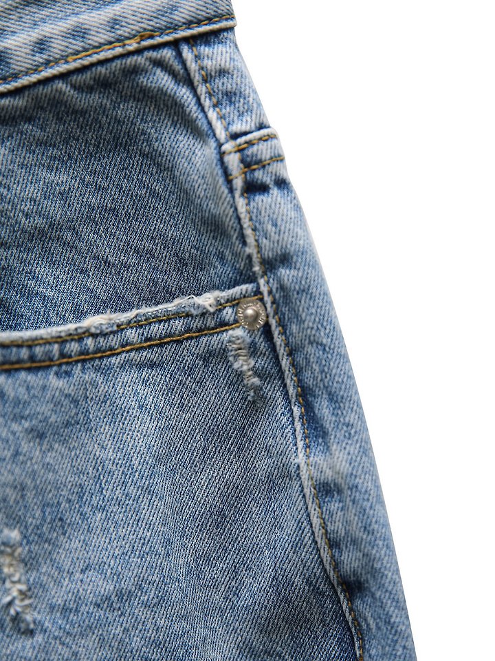 Paper Moon - Korean Women Fashion - #restrostyle - Vintage Distressed Wide-Leg Denim - 9