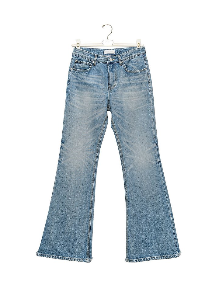 Paper Moon - Korean Women Fashion - #restrostyle - Classic Flare Blue Denim Jeans - 6