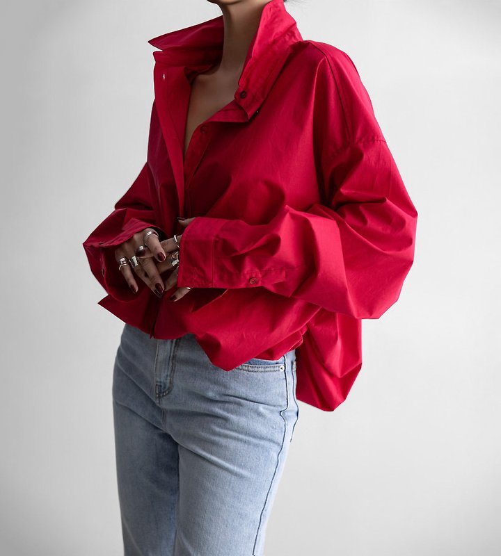 Paper Moon - Korean Women Fashion - #restrostyle - Balloon-Fit Cotton Button-Down Shirt