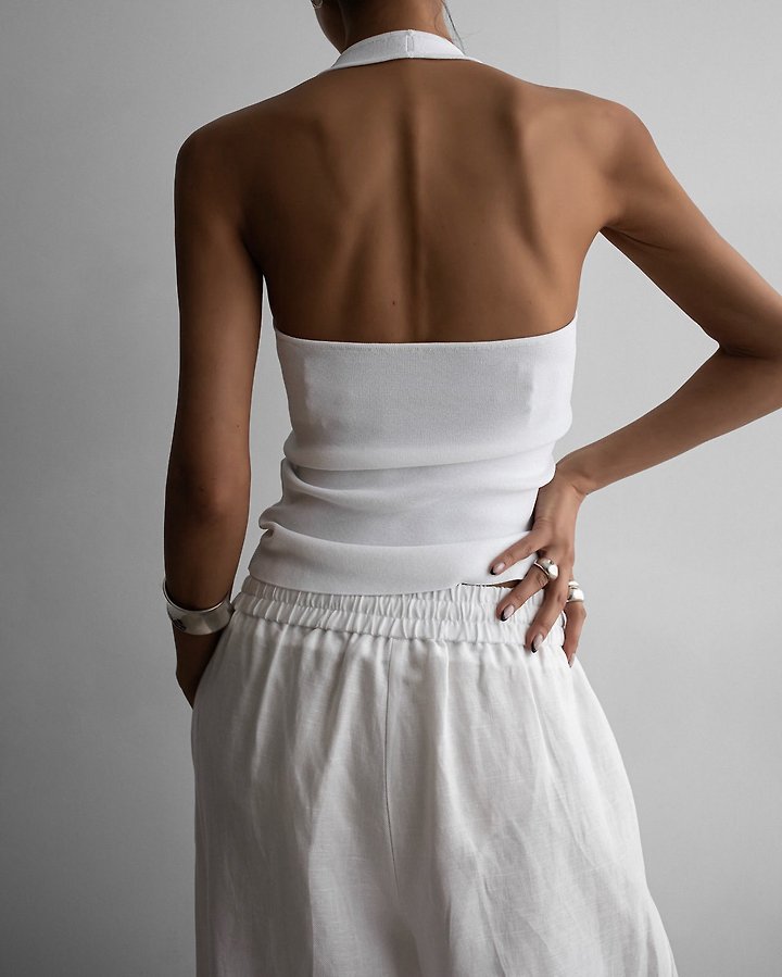 Paper Moon - Korean Women Fashion - #restrostyle - Classic Halter Neck Knit Top - 5