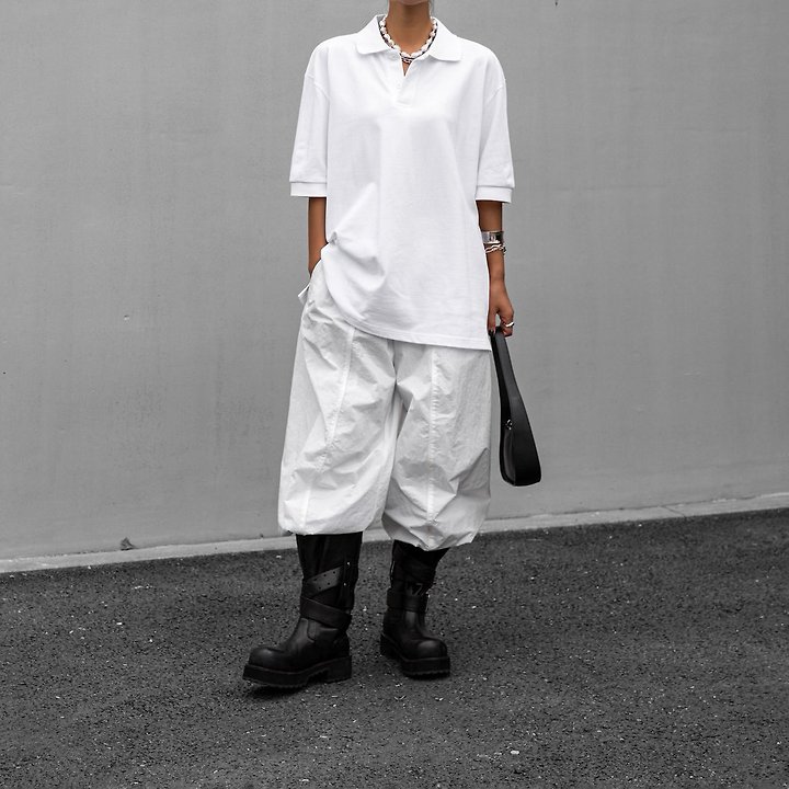 Paper Moon - Korean Women Fashion - #restrostyle - Nylon Drawstring Wide Twist-Pattern Trousers - 3