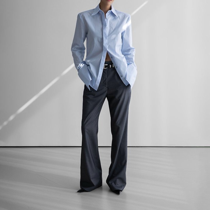 Paper Moon - Korean Women Fashion - #restrostyle - Slim-Fit Long Cuff Shirt - 2
