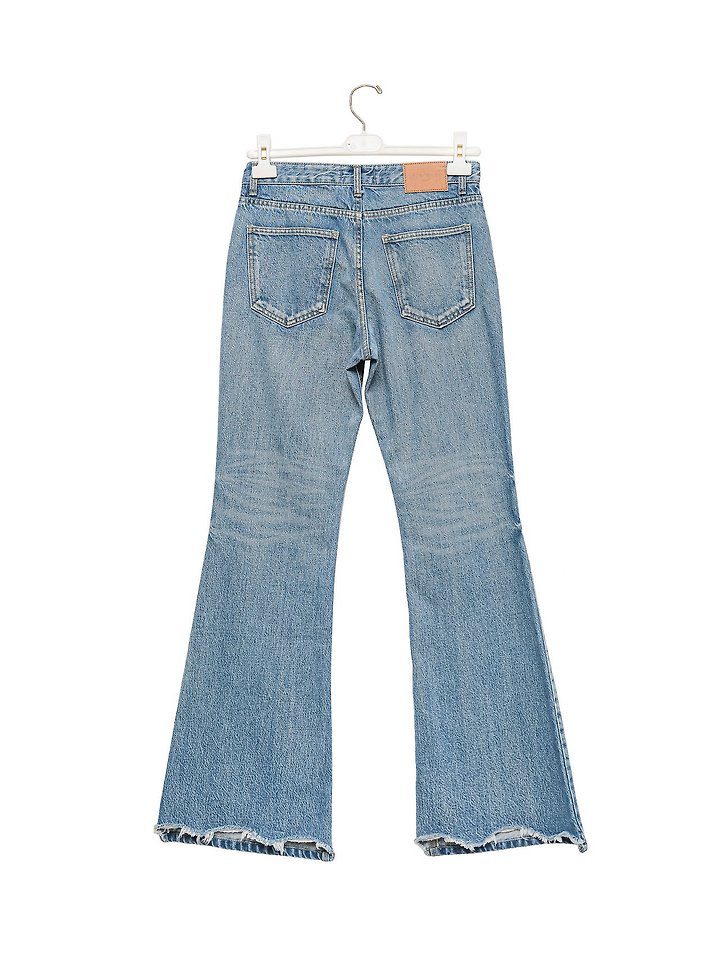 Paper Moon - Korean Women Fashion - #romanticstyle - Classic Flare Blue Denim Jeans - 7