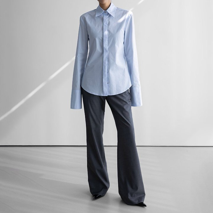 Paper Moon - Korean Women Fashion - #romanticstyle - Slim-Fit Long Cuff Shirt - 3
