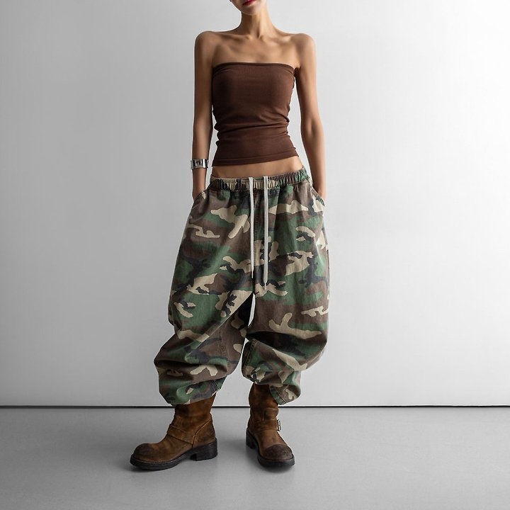Paper Moon - Korean Women Fashion - #romanticstyle - Camouflage Cotton Banded Maxi Wide Trousers - 2