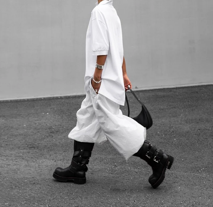 Paper Moon - Korean Women Fashion - #shopsmall - Nylon Drawstring Wide Twist-Pattern Trousers - 5