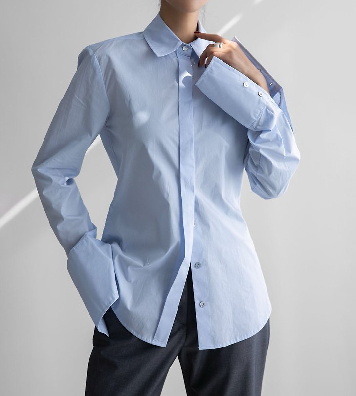 Paper Moon - Korean Women Fashion - #romanticstyle - Slim-Fit Long Cuff Shirt - 4