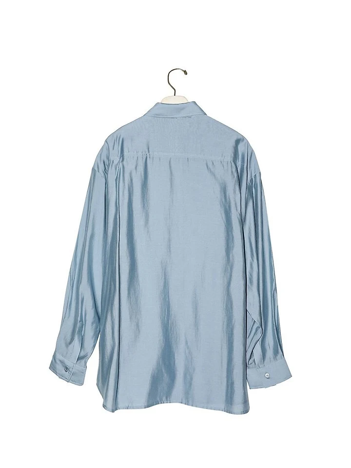 Paper Moon - Korean Women Fashion - #thatsdarling - Sheer Silky Classic Button-Down Shirt - 7