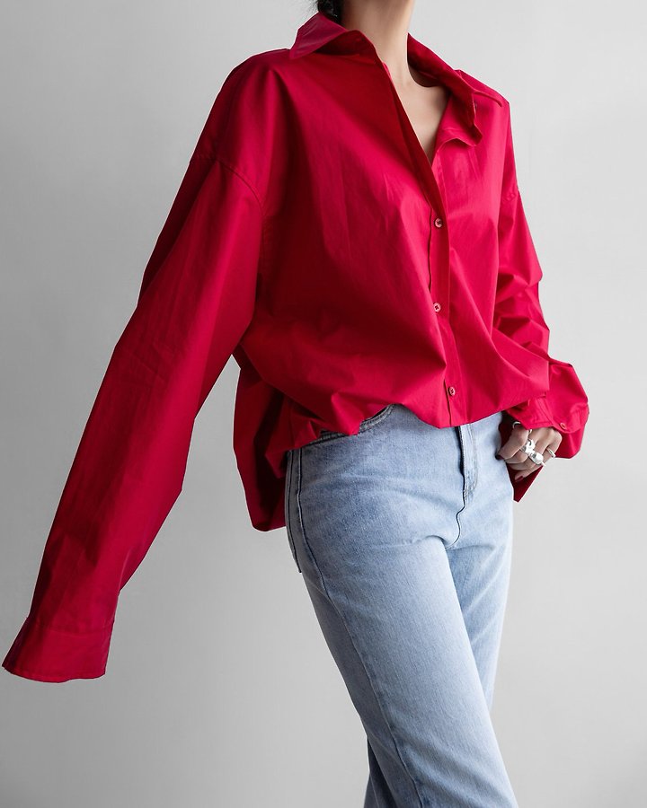 Paper Moon - Korean Women Fashion - #shopsmall - Balloon-Fit Cotton Button-Down Shirt - 4