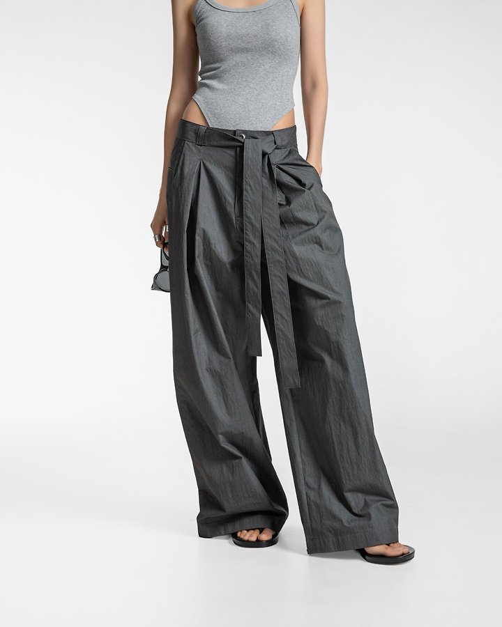 Paper Moon - Korean Women Fashion - #thatsdarling - Double-Pleated Belted Wide Trousers