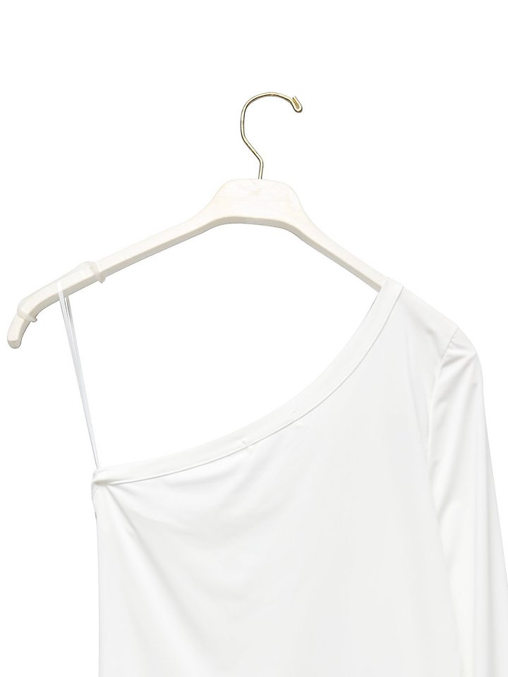 Paper Moon - Korean Women Fashion - #thatsdarling - Asymmetric One-Shoulder Long Sleeve Top - 11