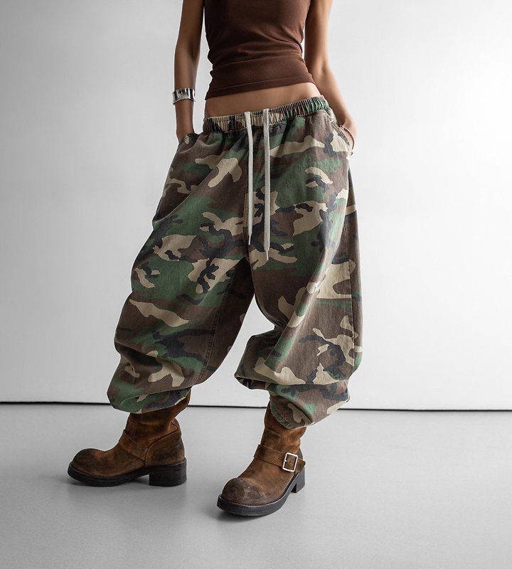 Paper Moon - Korean Women Fashion - #thelittlethings - Camouflage Cotton Banded Maxi Wide Trousers - 5